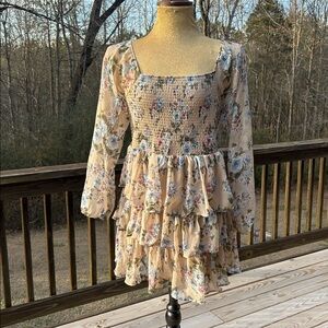 Floral Tiered Smocked Blouse